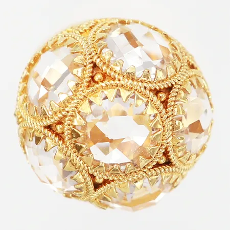 Ring Rebecca, med stenar, gulmetall,  stl 16¾, bredd: 6-23mm, made in Italy, originaletui