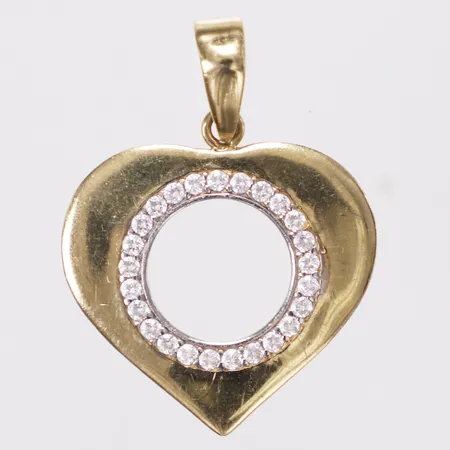 Hänge, hjärta, vita stenar, längd 30mm inkl ögla, bredd 22,5mm, 18K Vikt: 2,7 g