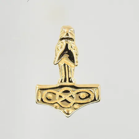 Hänge Tors hammare, längd 16 mm, bredd 11 mm, 18K. Vikt: 1,8 g