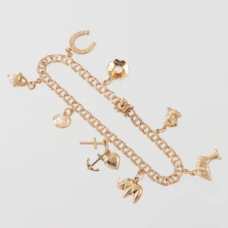 Armband Bismarck med 8 st, längd 18.5 cm, bredd 4.5 mm, 18k. Vikt: 12,2 g