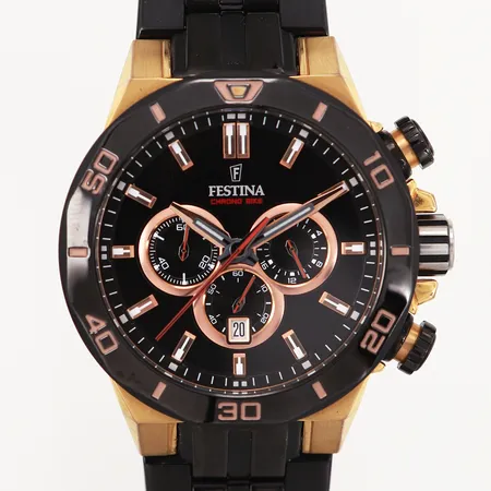 Herrur Festina chrono bike Special edition, ref: F20451, Ø44mm, inre omkrets: ca 18cm, Quartz, svart stålarmband, inga övriga tillbehör.