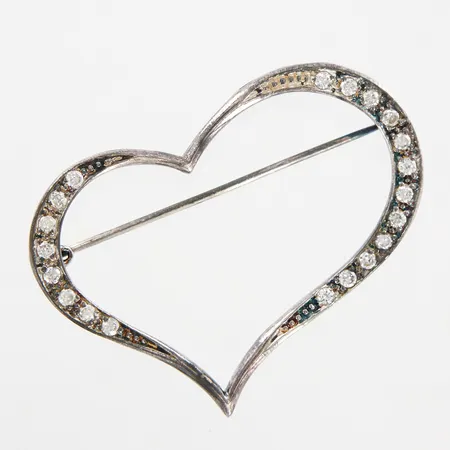 Brosch med vita stenar, GHA, ca 50x40mm, silver 925/1000 Vikt: 6,9 g