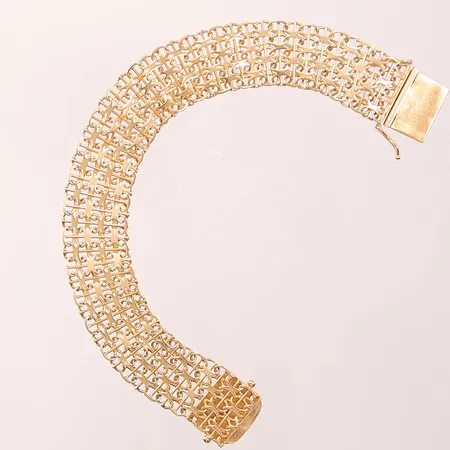 Armband x-länk med stav, 18,5cm, bredd:16mm, 18K 21,0g.
