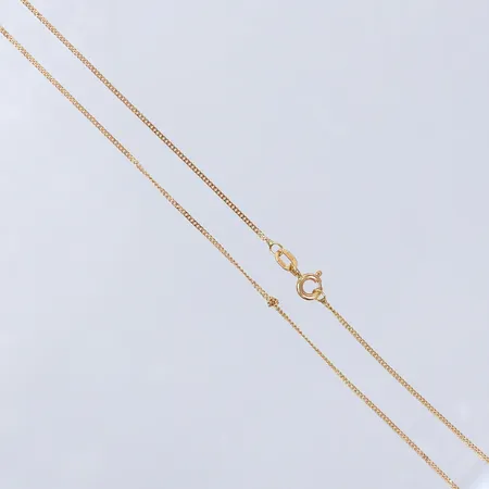 Kedja Pansar, ca 43,5cm, bredd 1mm, knutar på länk, GHA. 18K  Vikt: 1,7 g