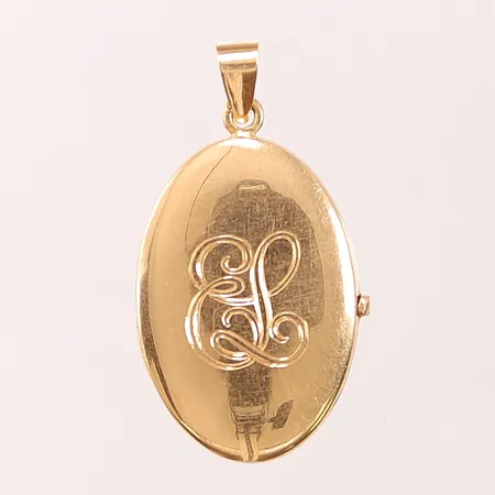 Medaljong, 34x23mm, monogram "EL", 18K 10,3g.