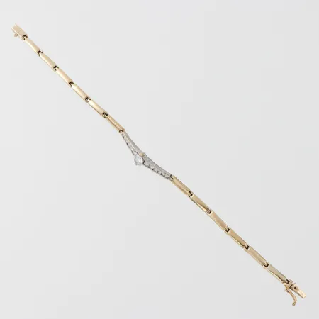 Armband röd och vitguld med stenar, Sözer Altin, längd ca 19 cm, bredd 3.1-7.5 mm, 14k. Vikt: 7,1 g