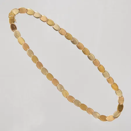 Collier, 40cm, bredd 7,6mm, trefärgat, bruksskick, repor, 18K,  Vikt: 21,6 g