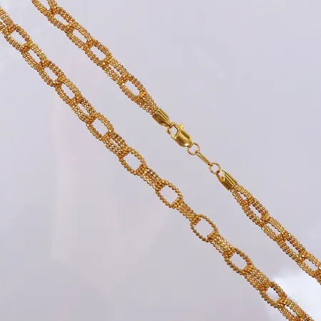 Collier Ankarlänk med kuldekor, ca 43cm, bredd 6mm. 21K  Vikt: 8,6 g