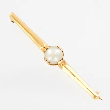 Brosch med pärla, ca 44mm, 18K Vikt: 2,6 g