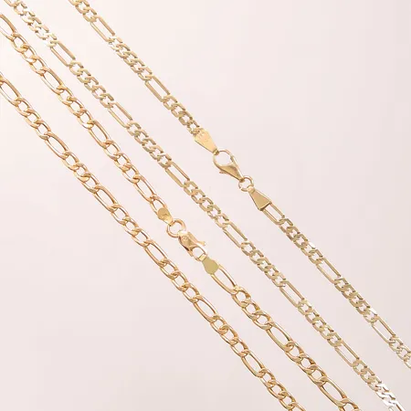 2 Kedjor, defekta/skeva, 14K 23,3g.