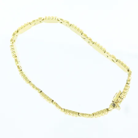 Armband, 19cm, bredd 7mm, ihålig länk, 14K Vikt: 10,2 g