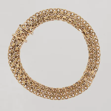Armband X-länk, 20,5cm, skadad/bucklig länk, låsåtta saknas, 18K Vikt: 22,5 g