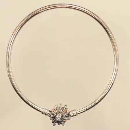 Armband, Pandora, Moments Firework, innermått 60mm, bredd 3-10mm, lås med vita stenar, ask, 925/1000 silver  Vikt: 10,5 g
