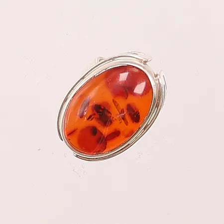 Ring, Ø15, justerbar storlek, bredd:23mm, bärnsten, 830/1000 Silver 5,6g.