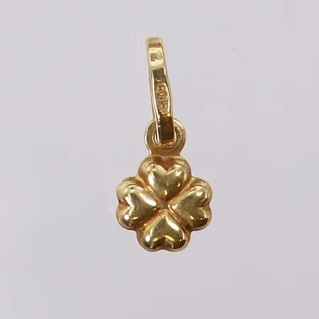 Hänge fyrklöver, ca 14,9x6,4mm inkl ögla. 14K  Vikt: 0,4 g