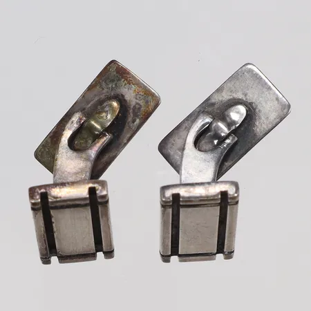 Ett par Manschettknappar mönstrade 10x20mm, Mema silver 830/1000 Vikt: 13 g
