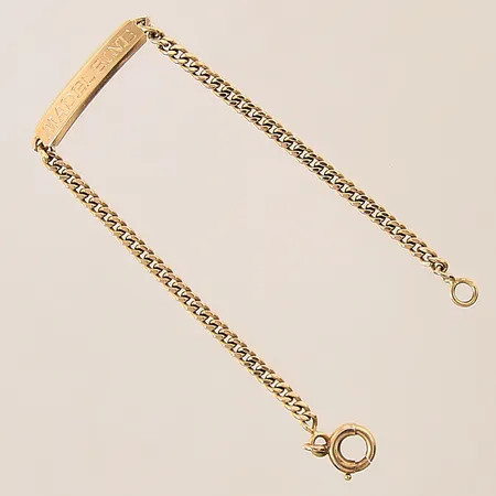 Armband Pansar med platta, längd 13cm, bredd 2,2-4mm, gravyr, ostämplad, 18K Vikt: 2,8 g