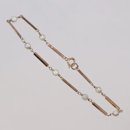 Armband med pärlor, 19cm, bredd 1-4mm, pärlor med kraftigt slitage, 18K Vikt: 2,7 g