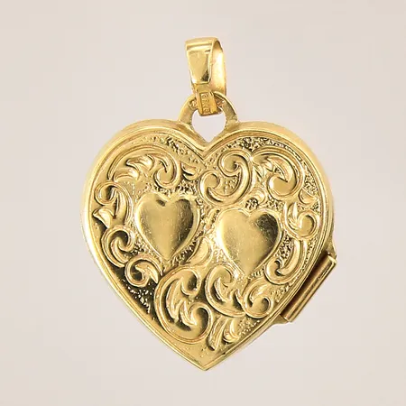 Hänge/medaljong, hjärta med mönstrad dekor, 19x15mm, GFAB, 18K Vikt: 1,4 g