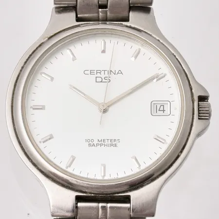Armbandsur Certina Ds, Ø35mm, stål, quartz, datum, armband i stål med viklås, boett-nr EOL115 7135 42, i behov av batteribyte, inga tillbehör.