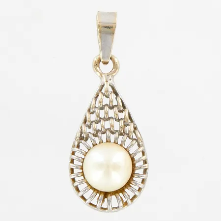 Hänge med Odlad pärla, vitguld, 30mm, 18K,  Vikt: 2,5 g