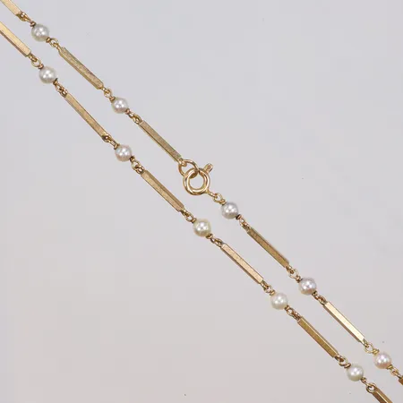 Collier med stavar och odlade pärlor 42cm bredd 1-3,8mm 18K Vikt: 7,2 g