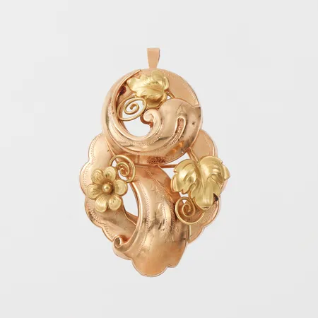 Brosch/hänge, höjd ca 6 cm, 18k. Vikt: 12,7 g