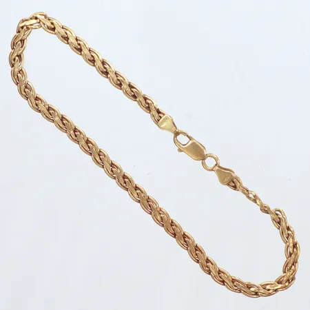 Armband, längd 19,5cm, bredd 3,7mm, skadad ögla vid låset,  18K Vikt: 4 g