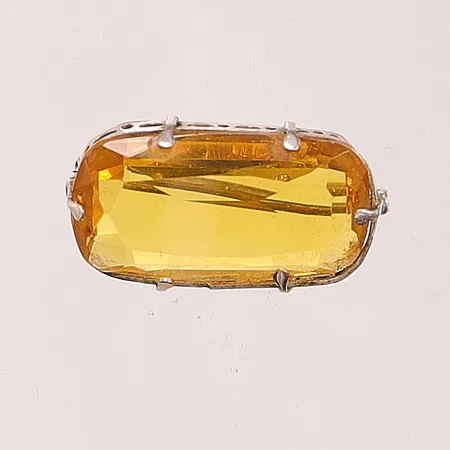 Brosch, 33x17mm, gul sten, Czecko Slovakia, metall.