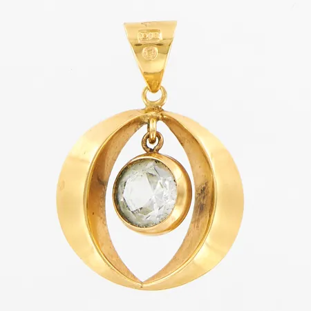 Hänge med vit sten, ca 25mm, 18K Vikt: 1,6 g