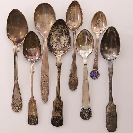 8 Udda kaffeskedar.Silver 120,3g 