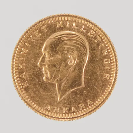 Mynt 100 Kurus, 1923, 22K Vikt: 7,2 g