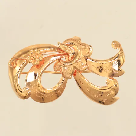 Brosch, ca 20x50mm, Hallberg Guldvarufabrik Hovjuv Cu, 18K Vikt: 4,6 g