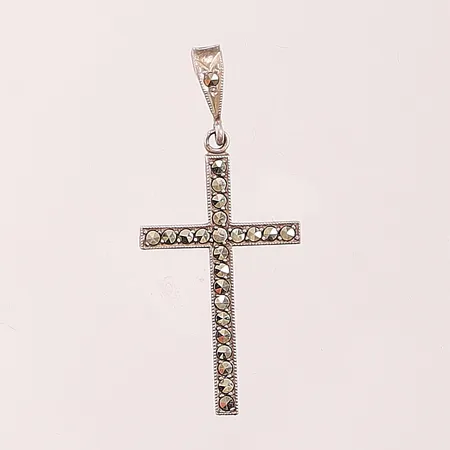 Hänge "kors", markasiter, 29mm, 925/1000 Silver 2g.