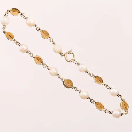 Armband, 19,5cm, defekta pärlor, 18K 6,5g.