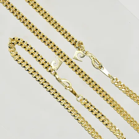 Collier, längd 45½ cm, bredd 4 mm, ett armband, längd 18 cm, bredd 4 mm, förgylld metall, Pierre Cardin.