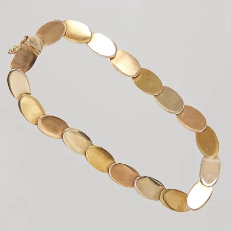 Armband, 18,5cm, bredd 7,5mm, trefärgat, bruksskick, repor, 18K,  Vikt: 9,9 g