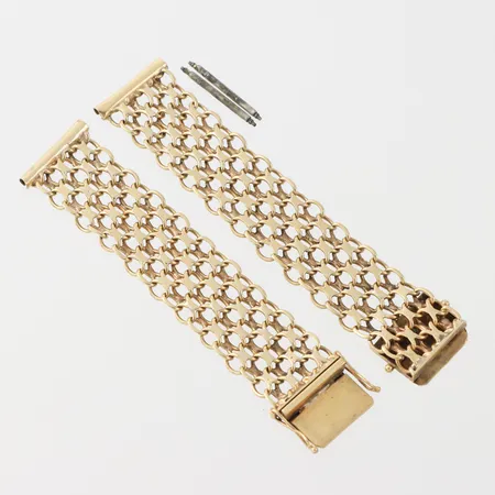Klockarmband, längd ca 7+9 cm, slitage/ojämnheter vid fästet, 18k. Vikt: 24,2 g