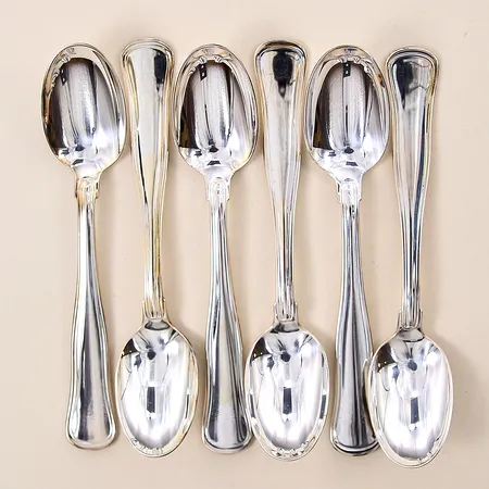 Kaffeskedar 6st, modell Gammal Dansk, längd 12cm, nyskick, MEMA, silver 830/1000 Vikt: 123,5 g