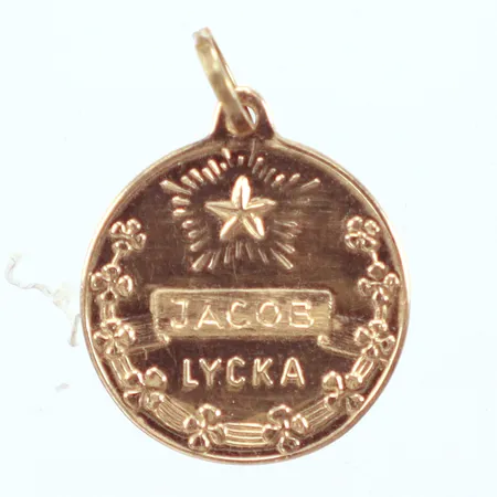 Hänge, Ø15,1mm, gravyr, 18K,  Vikt: 2 g