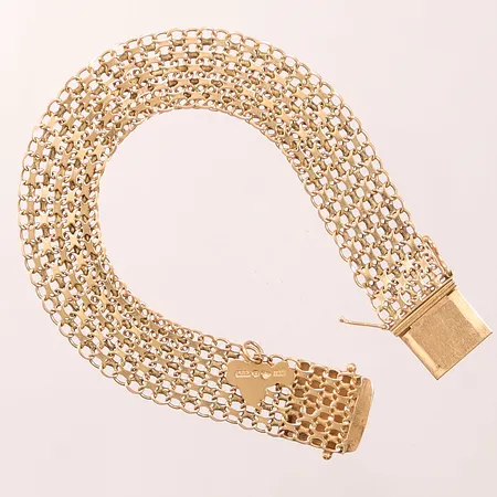 Armband x-länk, 21cm, bredd:15mm, berlock, graverat lås, 18K 25,8g.