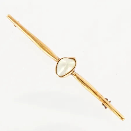 Brosch med pärla, ca 60mm bred, 14K Vikt: 2,5 g