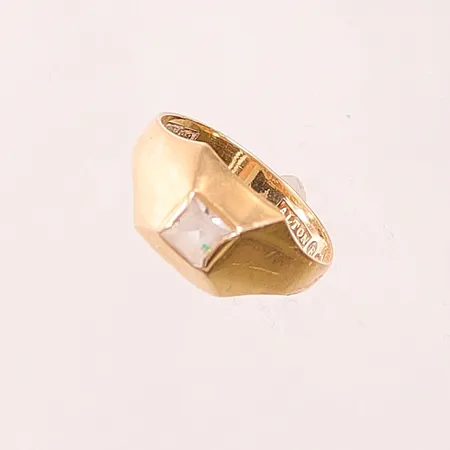Ring, Ø16½, bredd:9mm, vit sten, 18K 2,1g.