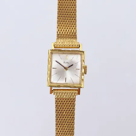 Damur Tsilla, 18K, ca 17,5mm, manuell, boettnr 110864164, mesharmband gulmetall ca19,5cm, reglerbart armband.