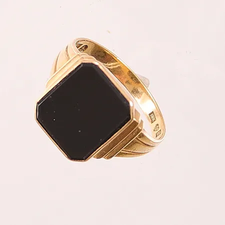 Ring, Ø19½, bredd:14mm, onyx, 18K 4,4g.