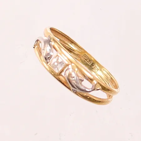 Ring, Ø18, bredd:6mm, vit sten, 18K 1,1g.