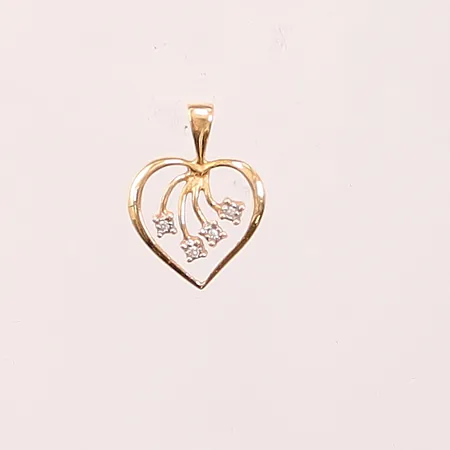 Hänge, diamanter 4x ca 0,005ct, 16mm, 18K 0,7g.