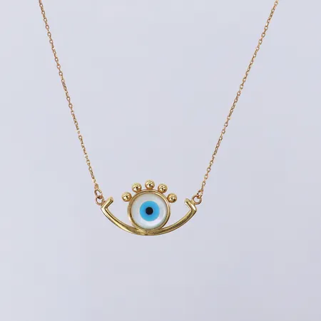 Collier med öga, ca 46cm, bredd 1-12,5mm. 18K  Vikt: 3,8 g