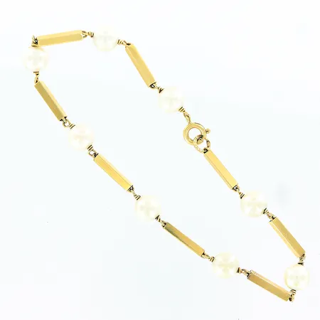 Armband, odlade pärlor, stavar, 19cm, bredd 2-6mm, 18K Vikt: 5,7 g