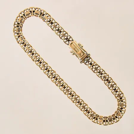 Armband X-länk med stav, längd 20cm, bredd 5mm, slappt lås, 18K Vikt: 10,2 g